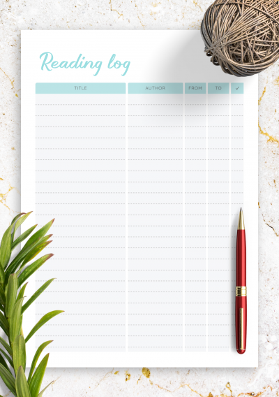 Download Blue Book Reading Log Template