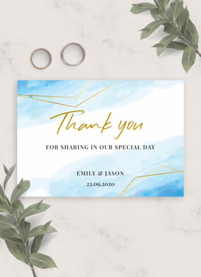 Download Blue Sky Winter Wedding Thank you card