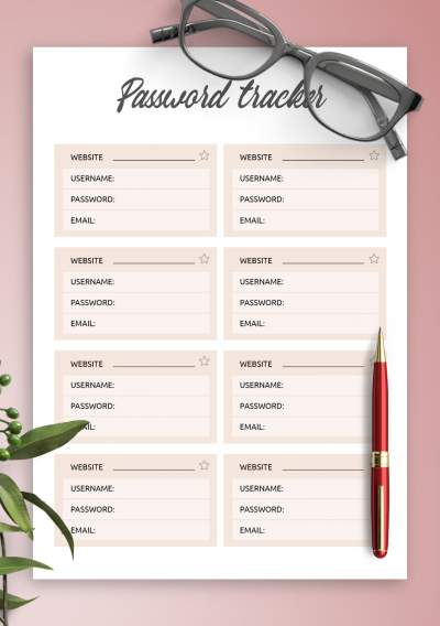 Download Blush Pink Password Tracker Template
