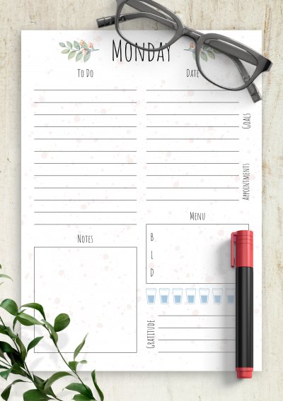 Download Botanical Aquarelle Weekly Planner Template