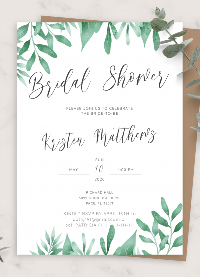 Download Botanical Floral Bridal Shower Invitation