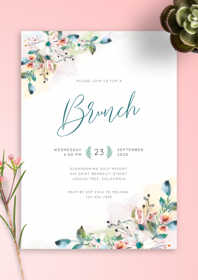 Download Botanical Watercolor Brunch Invitation