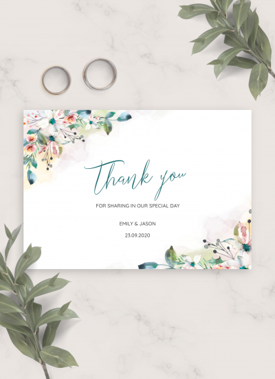 Download Botanical Watercolor Wedding Thank You Card