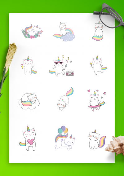 Download Unicorn Cats Sticker Pack