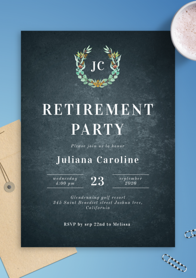 Download Chalkboard Bohemian Retirement Party Invitation