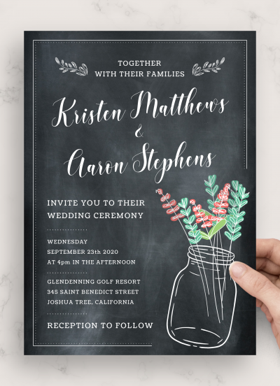 Download Mason Jar Chalkboard Rustic Wedding Invitation