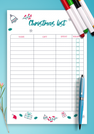 Download Classic White Christmas List Template