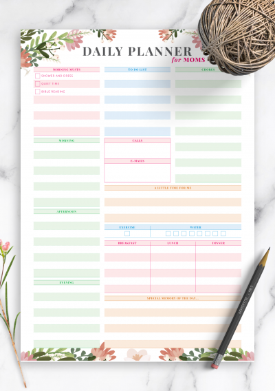 Download Colored Daily Planner for Moms