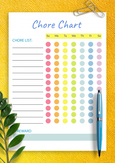 Download Colored Weekly Chore Chart Template