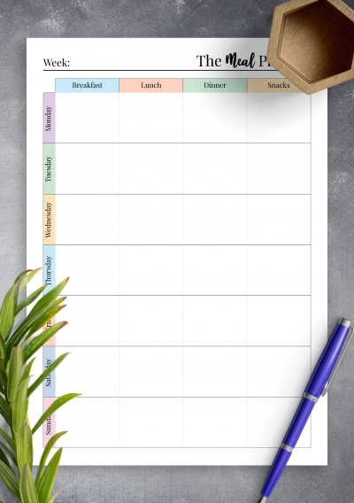Download Colorful weekly meal planner with grocery list