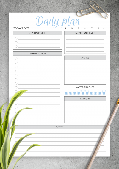 Download Daily Plan with to-do list & important times