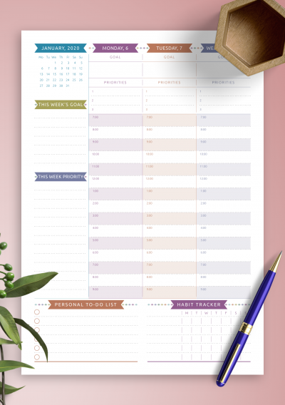 Download Dated Weekly Planner - Casual Style