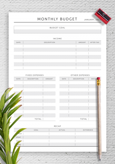 Download Minimal Monthly Budget Tracker