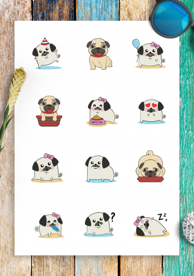 Download Funny Pugs Sticker Pack