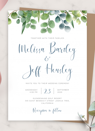 Download Elegant Eucalyptus Wedding Invitation