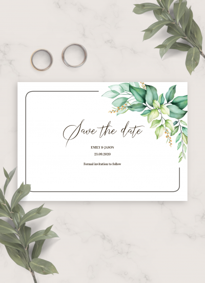 Download Elegant Greenery Boho Wedding Save The Date Card