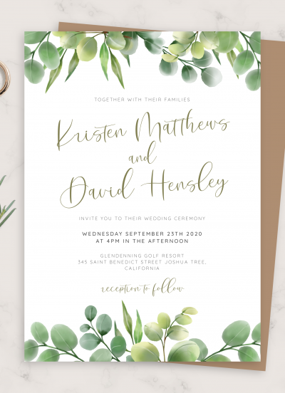 Download Eucalyptus Greenery Wedding Invitation