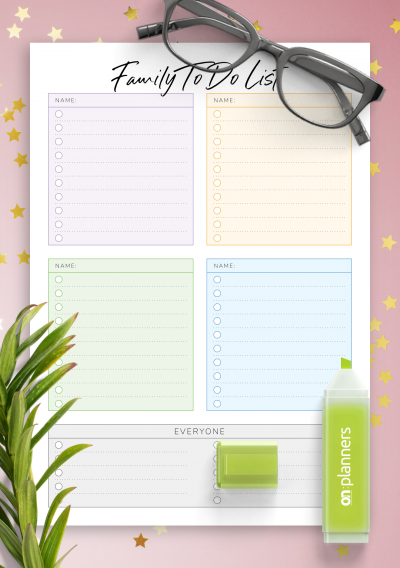Download Family To Do List for Four Persons