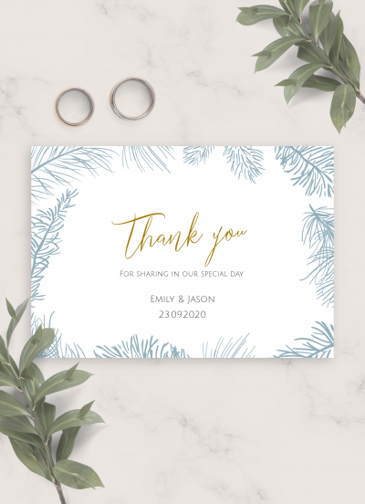 Download Fir Branch Winter Wedding Thank You Card