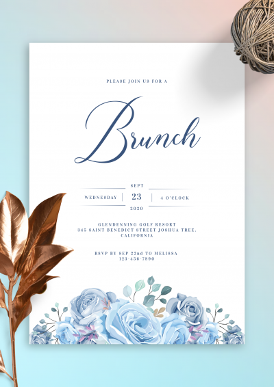 Download Floral Blue Brunch Invitation