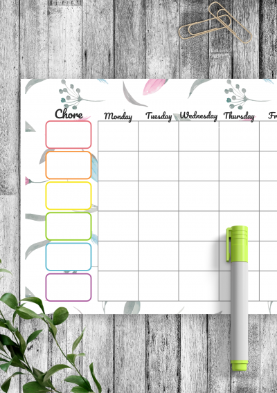 Download Floral Chore Chart Template