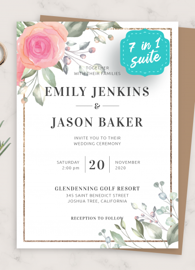 Download Floral Elegant Wedding Invitation Suite