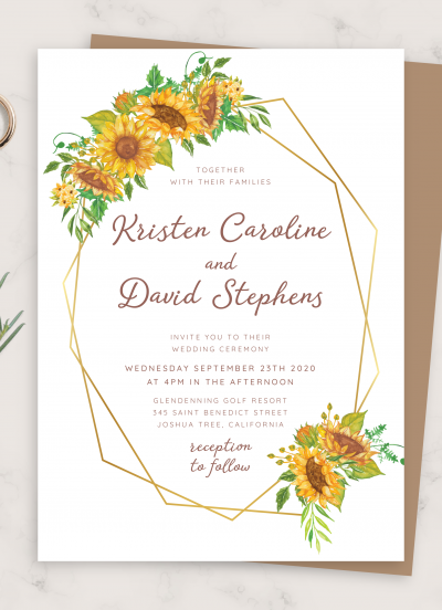 Download Geometric Sunflower Wedding Invitation