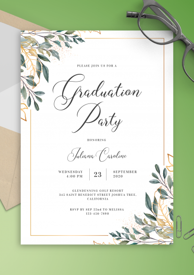 Download Golden Leaves Graduation Invitation