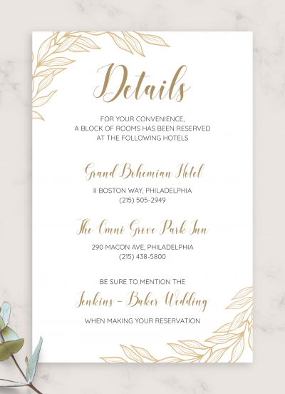 Download Golden Wedding Details Card