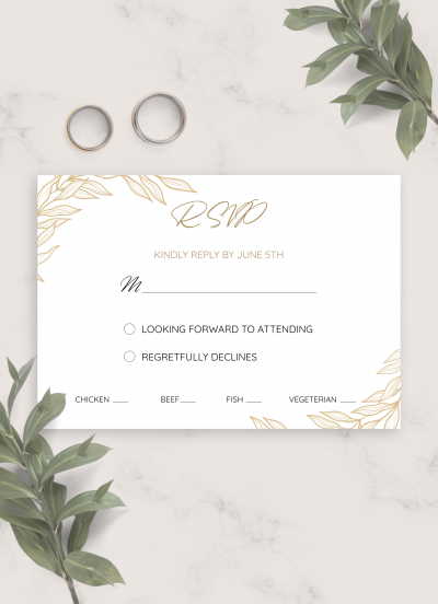Download Golden Wedding RSVP Card