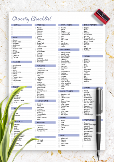 Download Grocery Checklist Template