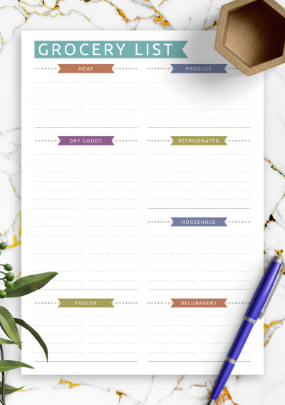 Download Grocery List Template - Casual Style