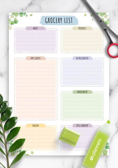 Download Grocery List Template - Floral Style