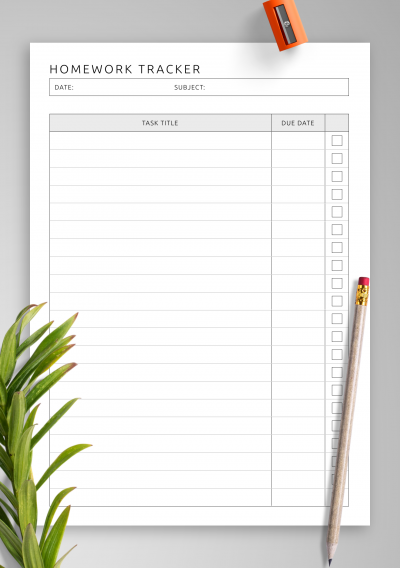 Download Homework Tracker With Checklist Template
