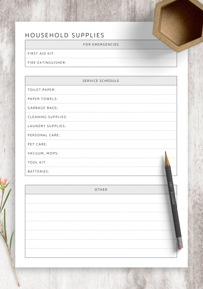 Download Household Supplies Template