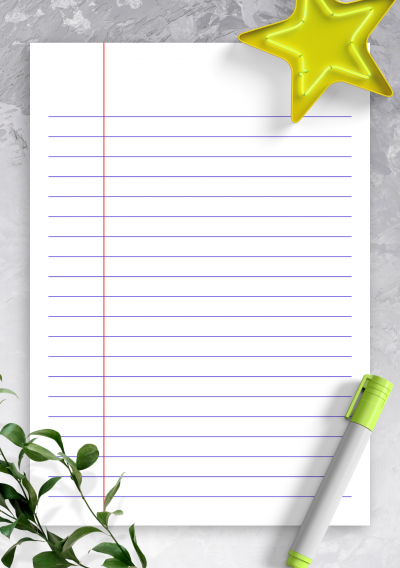 Download Lined Paper Template - Wide Ruled 8.7mm blue