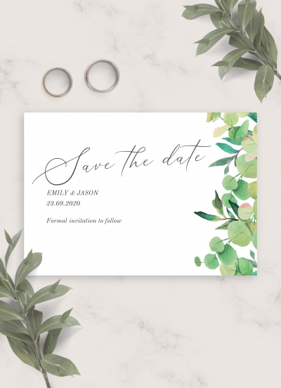Download Lush Greenery Wedding Save The Date Card