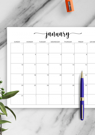 Download Monthly Calendar with Notes