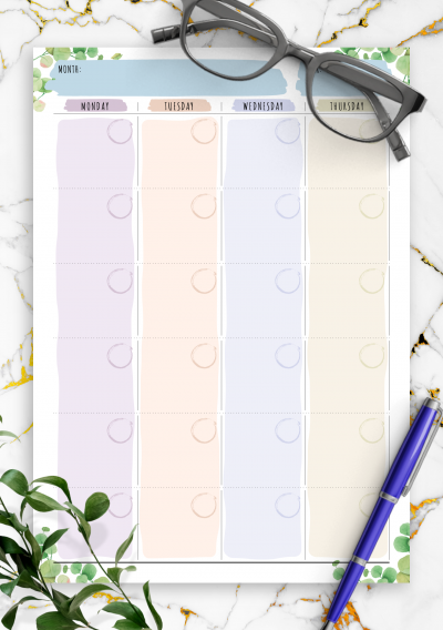 Download Monthly Calendar Planner Undated - Floral Style