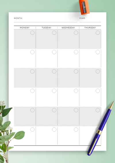 Download Monthly Calendar Planner Undated - Original Style