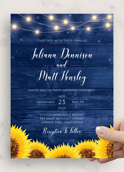 Download Navy Blue Rustic Wedding Invitation