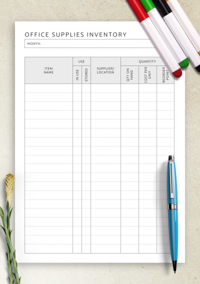 Download Office Supplies Inventory Template