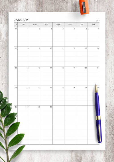 Download One Page Lined Monthly Calendar