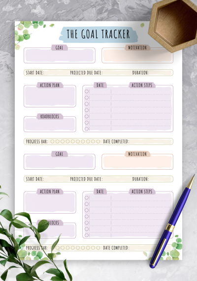 Download Personal Goal Tracker - Floral Style