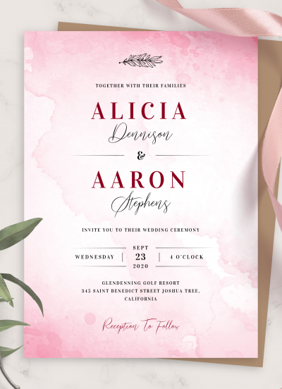 Download Pretty Pink Watercolor Wedding Invitation