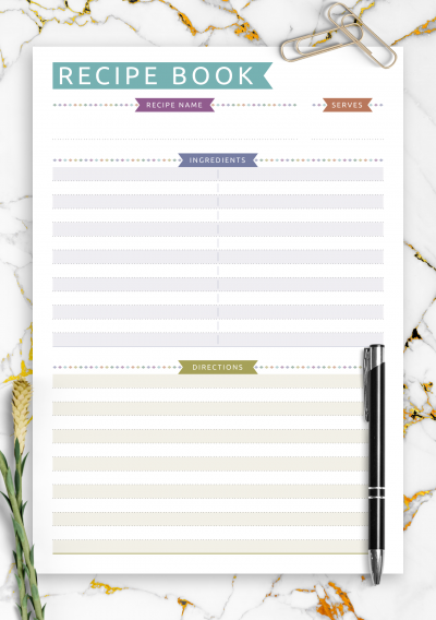 Download Recipe Book Template - Casual Style