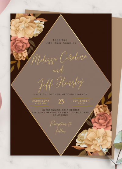 Download Rose Geometric Fall Wedding Invitation