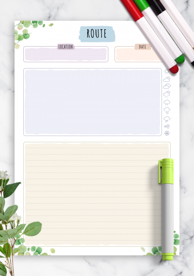 Download Route Planning Template - Floral Style