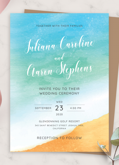 Download Sea Breeze Beach Wedding Invitation