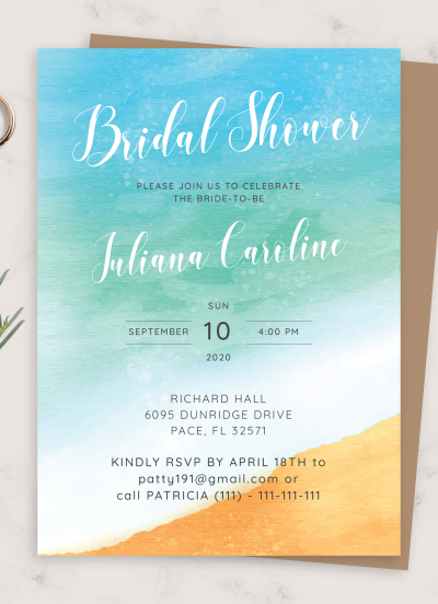 Download Sea Breeze Bridal Shower Invitation